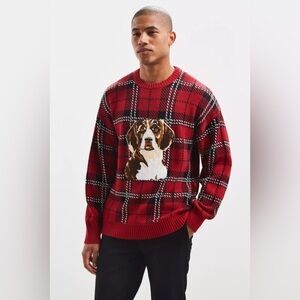 Urban Outfitters Tartan Dog Crew Neck Sweater